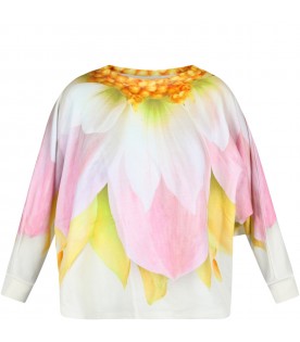 Multicolor sweatshirt for girl with floral print