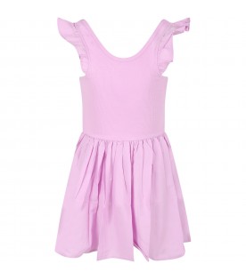Lilac dress for girl with patch logo