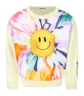 Yellow sweatshirt for girl with flower