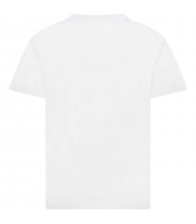 White T-shirt for kids with smiley face and black writing