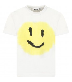 White T-shirt for kids with yellow smiley