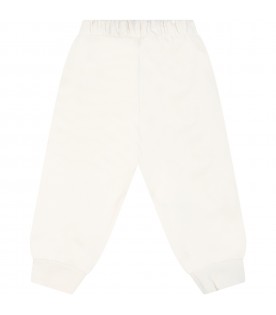 Ivory sweatpants for babykids with yellow smiley faces