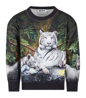 Black sweatshirt for kids with tigers