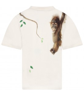 Beige T-shirt for kids with monkey