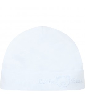 Light-blue hat for baby boy with light blue logo