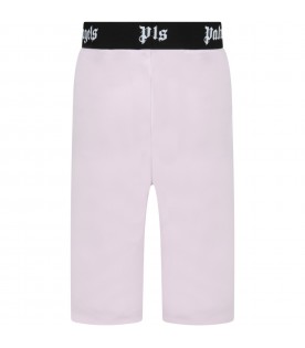 Lilac biker-shorts for girl with logos
