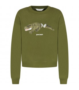 Green sweatshirt for boy with crocodile