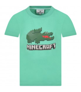 Green t-shirt for boy with pixelated crocodile