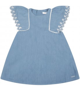 Ligh-blue dress for baby girl with logo