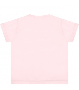 Pink t-shirt for baby girl with elephant