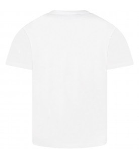White t-shirt for boy with dinosaurs
