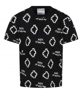 Black t-shirt for boy with iconic cross