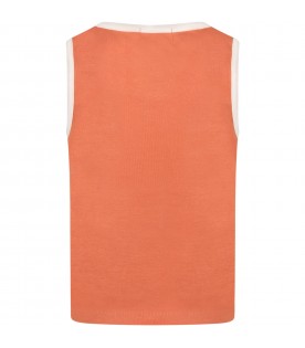 Orange tank-top for kids with white writing