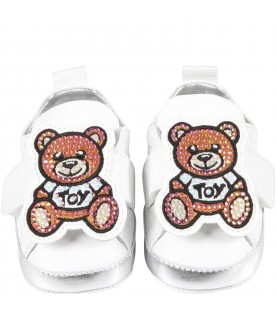 Sneakers bianche per neonata con Teddy Bear