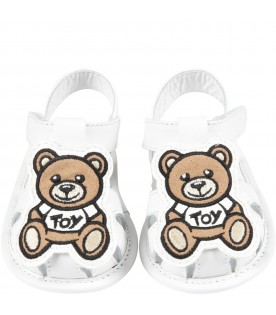 Sandali bianchi per neonati con Teddy Bear