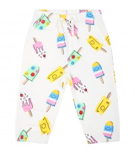 white sweatpant for baby girl with ice cream