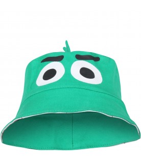 Green cloche for boy with eyes