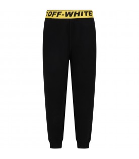 Black sweatpants for kids with black logo