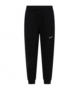 Black sweatpants for kids with white logo