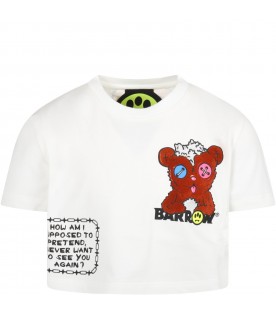 White t-shirt for girl with bear
