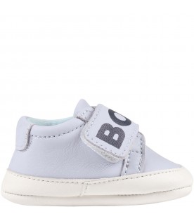 Light-blue shoes for boy with logo