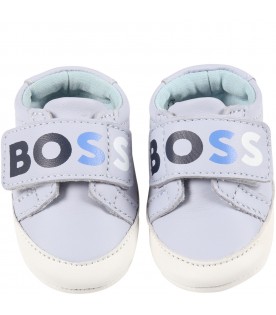 Light-blue shoes for boy with logo