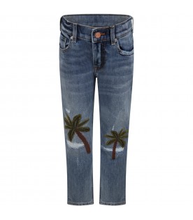 Blue jeans for boy with palm tees