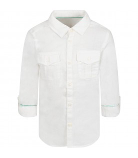 White shirt for boy with logo patch