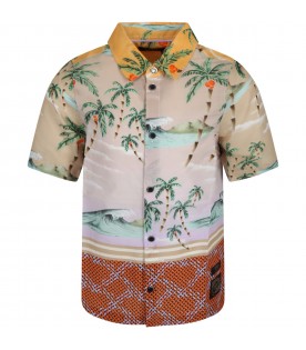 Multicolor shirt for boy with Hawaiian print