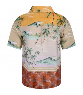 Multicolor shirt for boy with Hawaiian print
