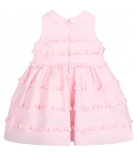 Vestito rosa per neonata con logo in strass