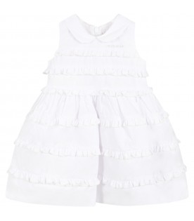 Vestito bianco per neonata con logo in strass