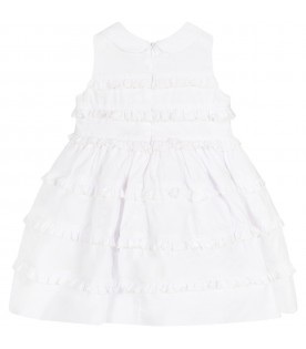 White dress for baby girl with rhinestone logo