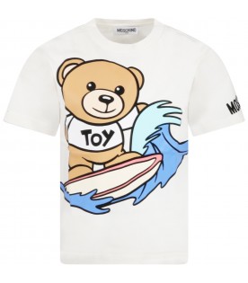 White t-shirt for boy with Teddy bear