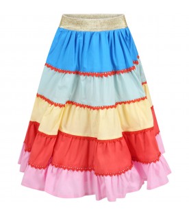 Multicolor skirt for girl with red details