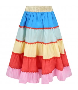 Multicolor skirt for girl with red details