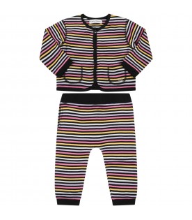 Multicolor set for baby girl with stripes