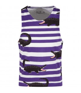 Multicolor tank top for girl with crocodiles