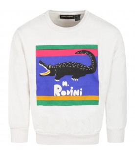 White sweatshirt for kids with crocodile