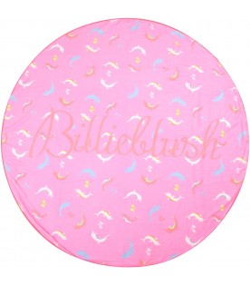 Pink beach towel for girl with logo