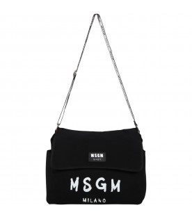 Black changing-bag for baby kids with white logo