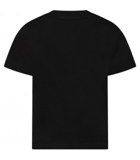 Black t-shirt for kids with fawn