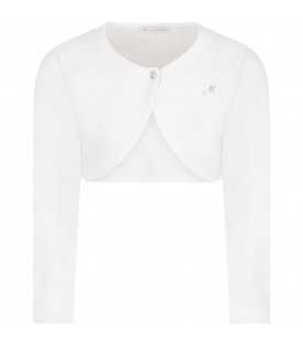 White cardigan for girl with logo