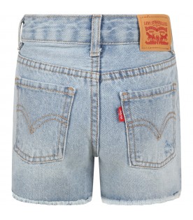 Light-blue shorts for girl with patch logo