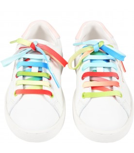 White sneakers for girl with logo