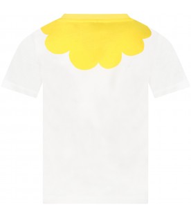 White T-shirt for girl with colorful flowers