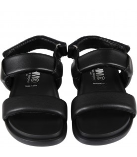 Black sandals for kids with white logo