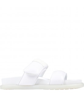 White sandals for kids with logo embossed