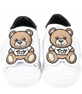 White sneakers for kids withTeddy Bear