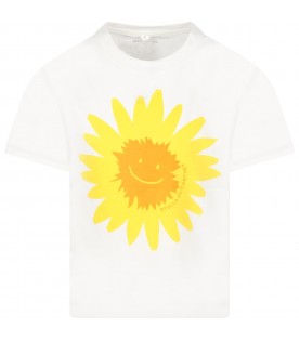 White T-shirt for girl with yellow flower